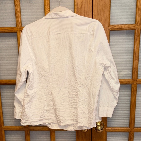 EUC Lane Bryant White Striped Blouse with silver thread accent - Picture 6 of 6
